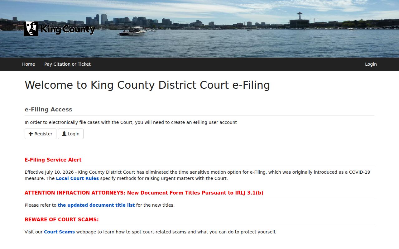 District Court eCourt portal for a SeaTac resident lookup