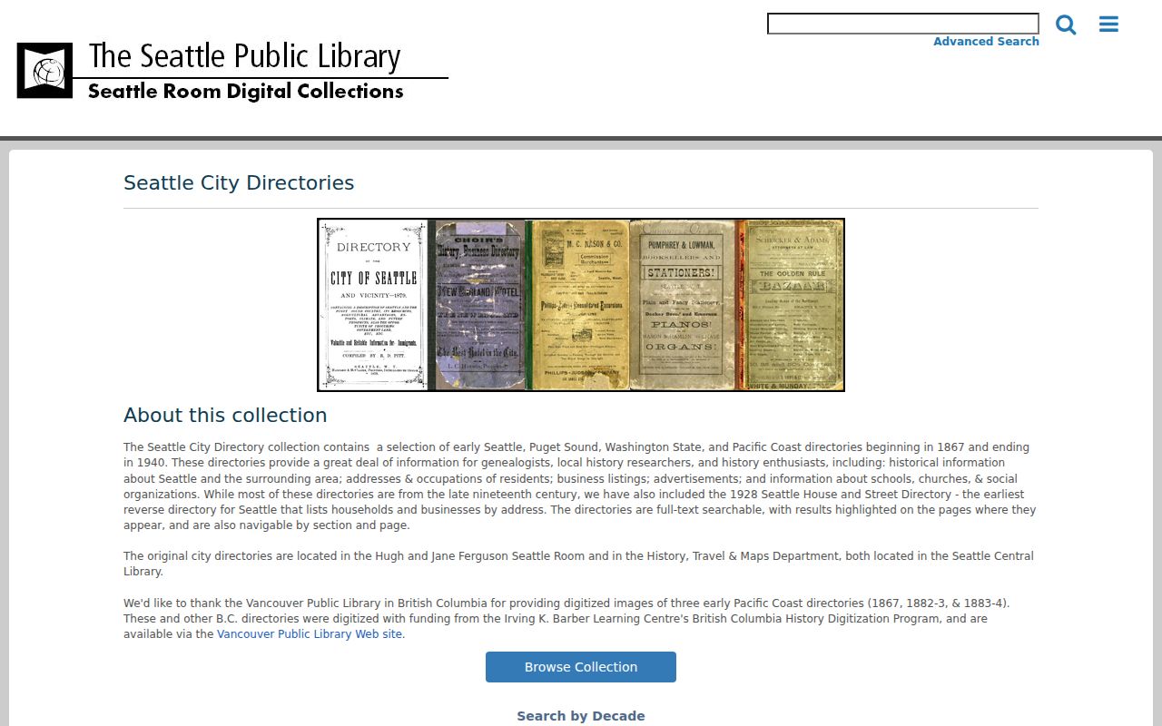 SeaTac city directory search in the Seattle Public Library collection