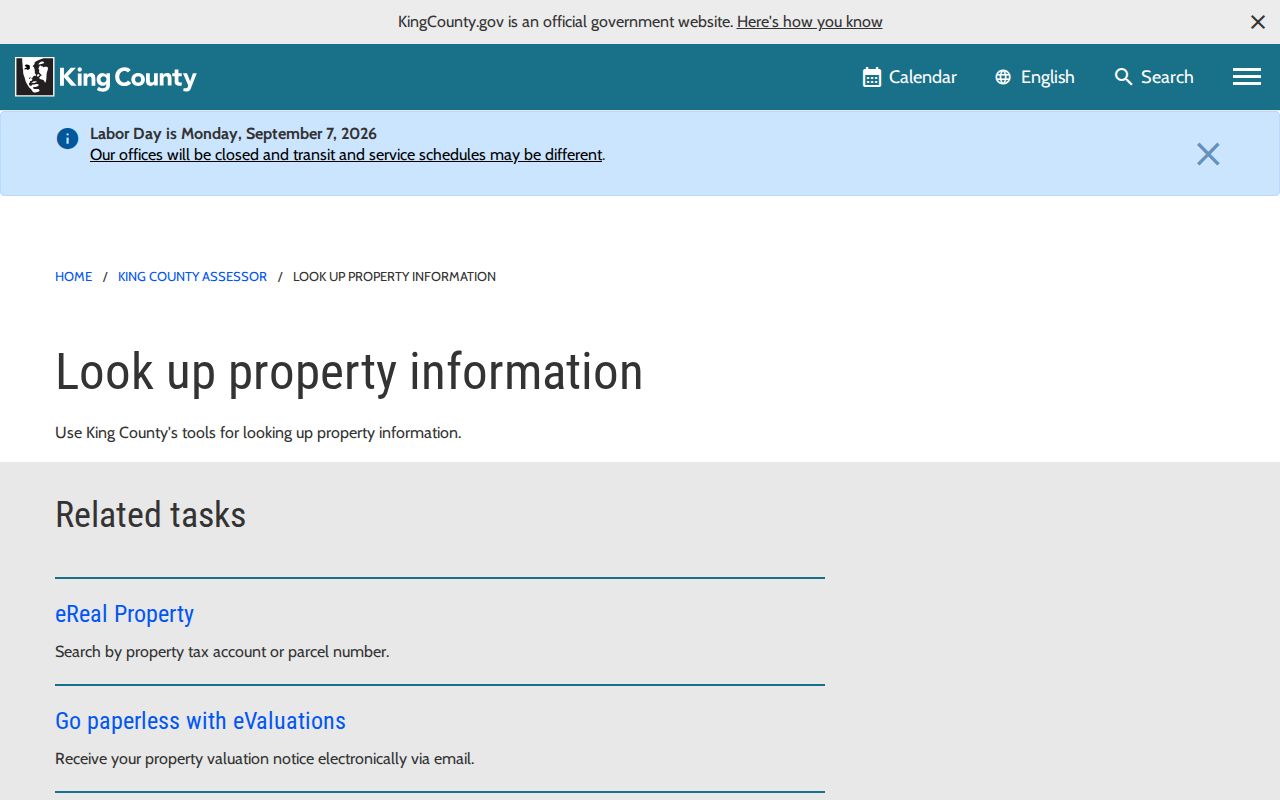 King County property tools for a SeaTac resident lookup